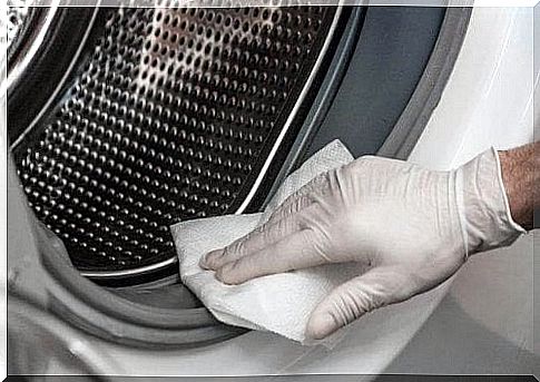 washing machine being cleaned