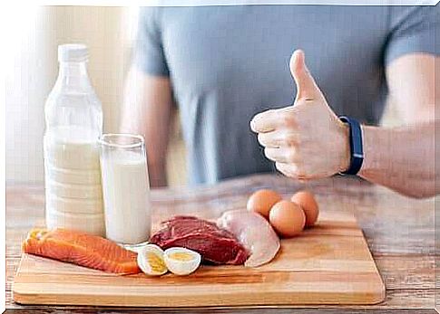 Man with protein-rich foods illustrates nutrition and kidney failure