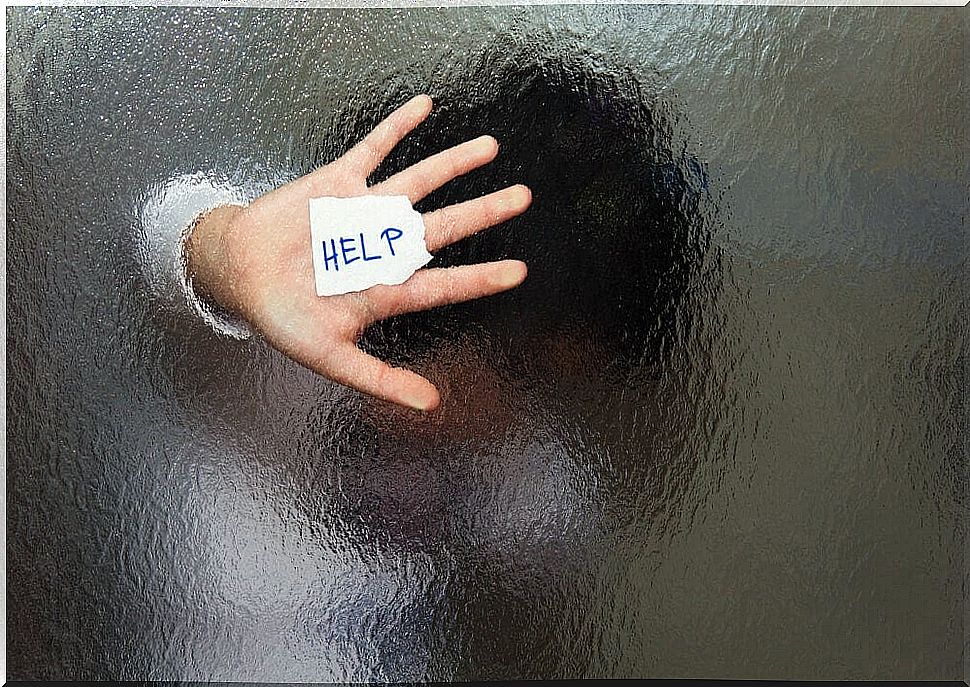 hand and cry for help