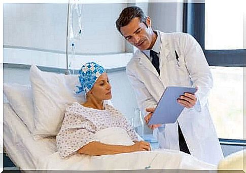 The doctor recommends treatment form for cancer patient