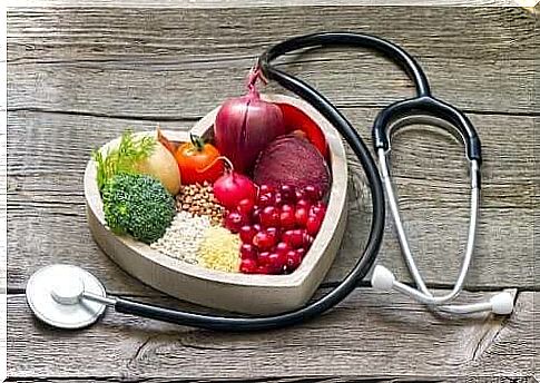 Food in heart-shaped bowl shows what to eat after a heart attack