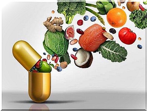 Water-soluble vitamins are illustrated as foods